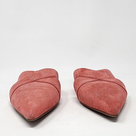 Franco Sarto Mules Women 7.5M Nita Pink Suede Pointed Toe Flats Cut Outs EUC - Picture 4 of 10